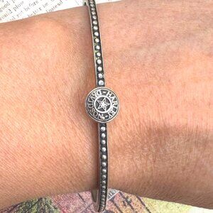 Harley-Davidson Silver Bangle Bracelet Studded With Logo Biker Jewelry Marked